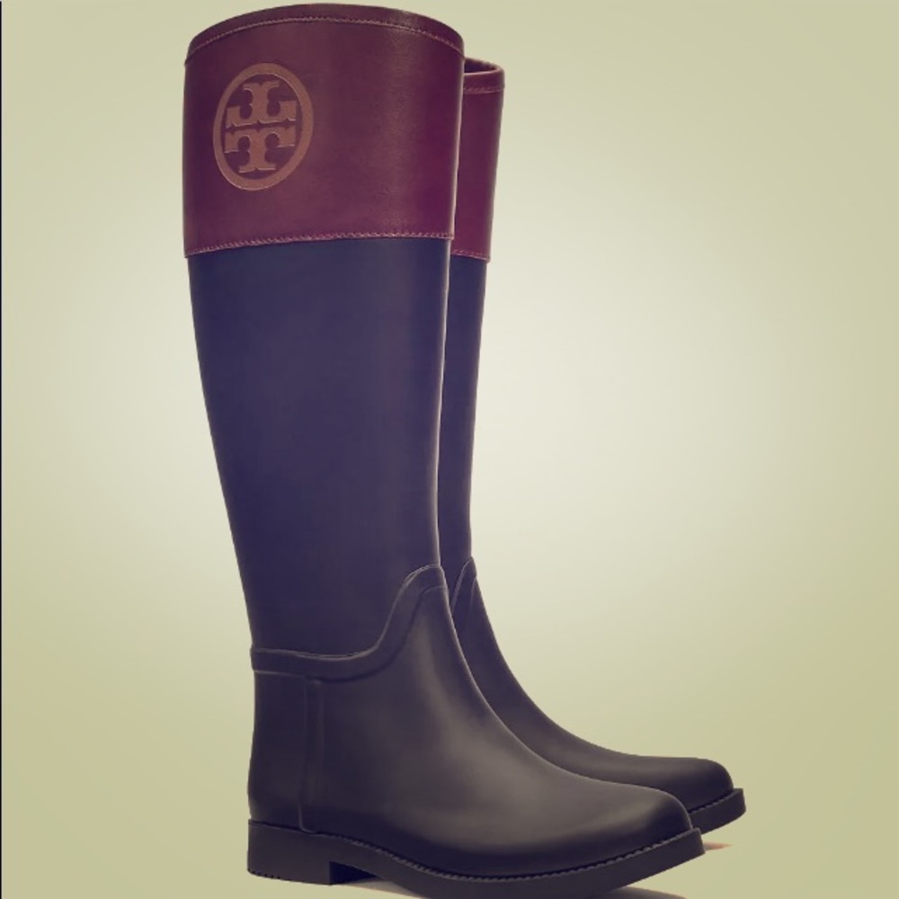 Tory Burch Classic Black Rain Boots Size 8